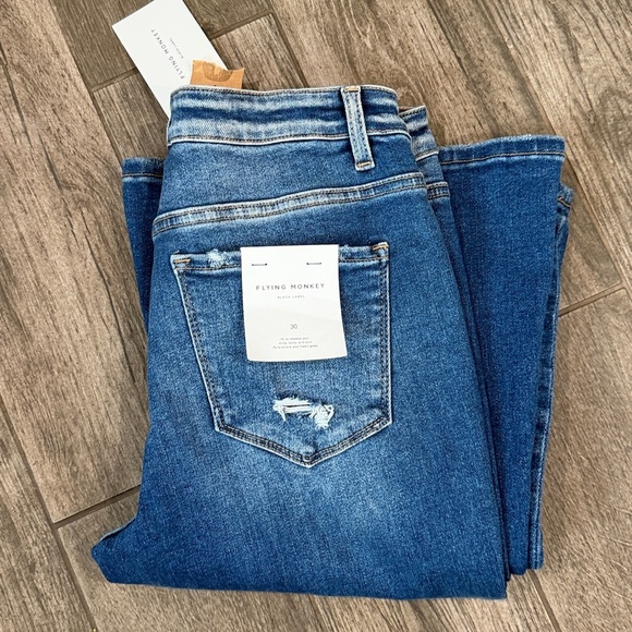 NWT Flying Monkey Distressed Bergenia High Rise Bootcut Blue Jeans - Picture 4 of 7